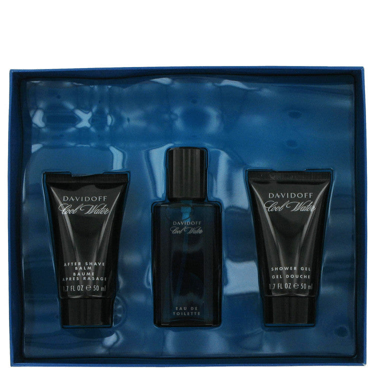 Cool Water by Davidoff Gift Set -- 1.4 oz Eau De Toilette Spray +1.7 oz After Shave Balm+ 1.7 oz Shower Gel for Men